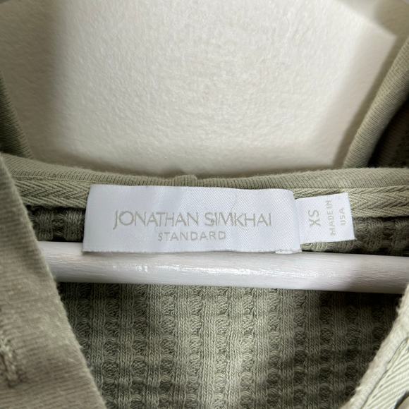 JONATHAN SIMKHAI Standard Everly Waffle Hoodie Willow Green {3T8} - Picture 5 of 6